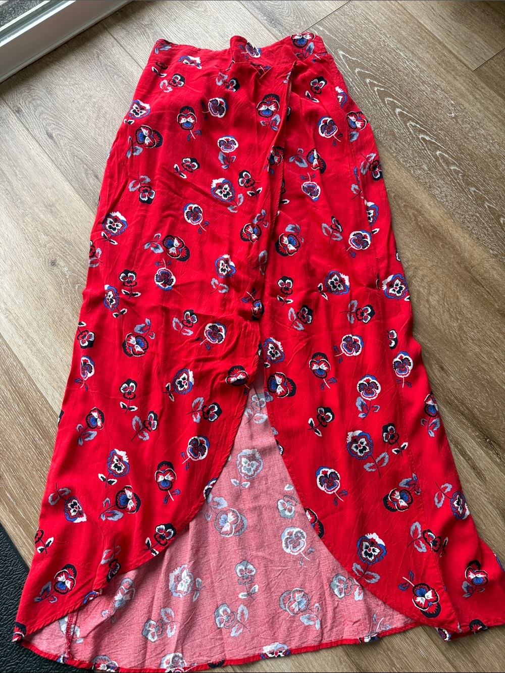 Express Red Floral Skirt